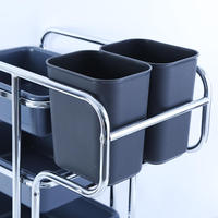 Chariot de ramassage de vaisselle en acier inoxydable à 3 niveaux, chariot de service commercial avec poubelle pour hôtel et restaurant