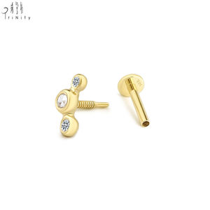 Boucles d'oreilles pour femmes en or massif 14 carats avec diamant naturel taille rose, bijoux de haute qualité pour vente en gros, boucles d'oreilles à piercing unique - Product Image 4