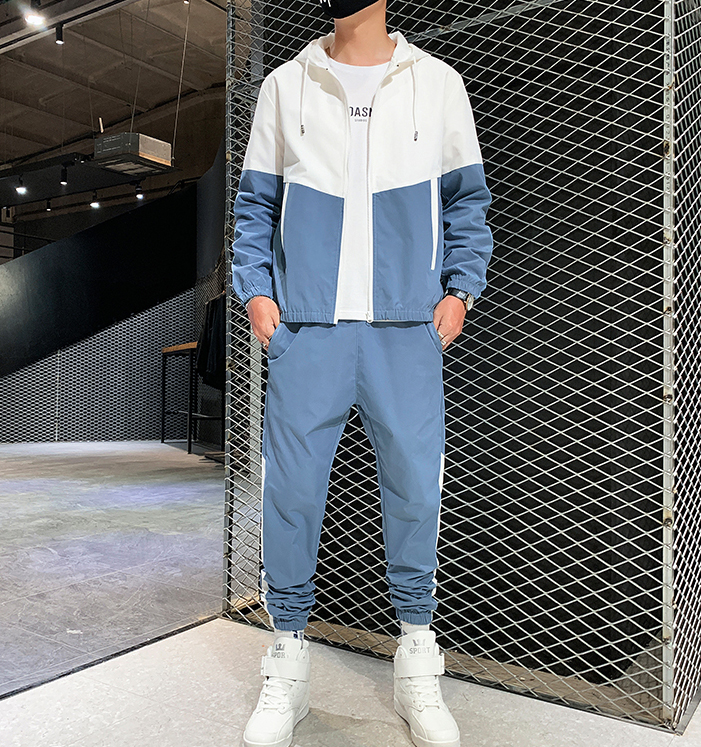 Спортивный костюм мужской из двух предметов, повседневный спортивный костюм с капюшоном, одежда для пар, спортивный костюм из полиэстера, осень