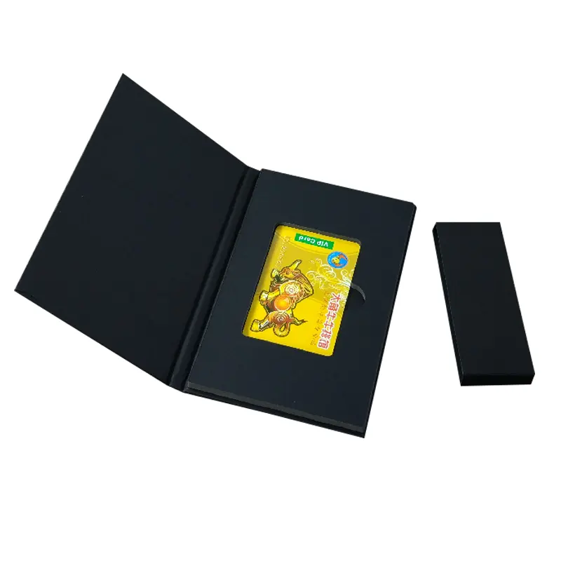 Logotipo personalizado negro VIP crédito tarjeta de visita embalaje caja de regalo Stock cartón mate laminación en relieve oro estampado gratis