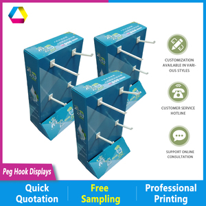 Estante de Exhibición Plegable de Cartón Corrugado POP PDQ con Gancho para Montaje <span class=keywords><strong>en</strong></span> Pared, Unidad de Exhibición para Supermercados, Cosméticos, Ferretería y Minoristas - Product Image 4