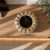 Bol en céramique organique ondulé Wabi-sabi ARM LVG, côtelé, fait main, style nordique minimaliste rustique, décoration d'intérieur, pot de fleurs ou vase de table