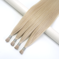 Blond platine double drawn # Extensions de cheveux naturels I-Tip, 60 unités, sans perte, adhérence forte, cheveux vierges Remy