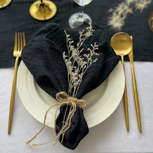 Serviette de table en coton brodé de style moderne fait à la main personnalisé 100% lin lin pour dîner de luxe - Product Image 4