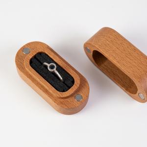 OEM Mini Wood Ring <b>Box</b> with Magnetic Closure and Velvet Lining Custom Logo Available for Gift - Product Image 6