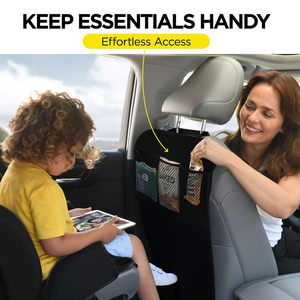 Protectores de Asientos de Coche de Lujo con 3 Bolsillos Organizadores Impermeables y Protectores contra Patadas para Niños, Cubierta Protectora para el Asiento Trasero de Vehículos - Product Image 2