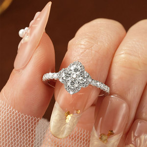 Bague de Fiançailles en Moissanite <span class=keywords><strong>D</strong></span> VVS1 de 3 mm, Style Floral Trèfle à Quatre Feuilles, en Rhodium, pour Anniversaire de Mariage ou Cadeau de Mariage - Product Image 5