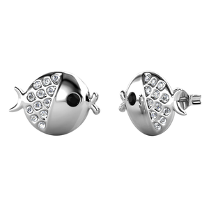 Boucles d'oreilles mignonnes en forme de poisson Fugu avec cristaux autrichiens, plaqué or 18 carats, bijoux de <span class=keywords><strong>la</strong></span> série Océan, accessoire pour cadeaux d'enfants - Product Image 3