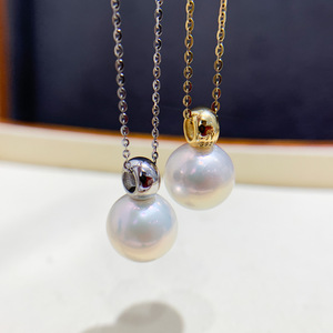 31060 DIY <b>Pearl</b> Accessories S925 Silver Pendant with 10-13mm Round Beads Empty Stand Simple <b>Necklace</b> 14k <b>Gold</b> Rose <b>Gold</b> Material - Product Image 1