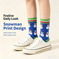 Chaussettes en coton jacquard unisexes pour Noël, motif bonhomme de neige, chaussettes de mode pour les fêtes, motif personnalisé OEM, logo