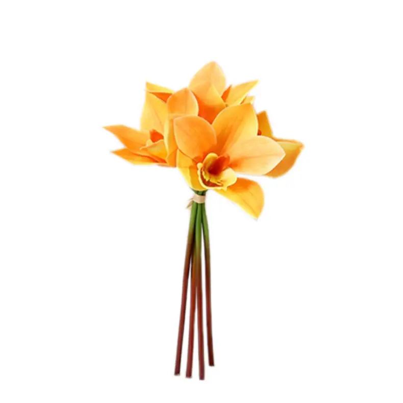 Fiore di orchidea Cymbidium Real Touch di alta qualità stampa 3D 4 teste/mazzo Fleurs artificiels per la decorazione domestica