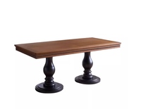 Table à manger rétro Alice en frêne massif avec support de table épais de style colonne romaine