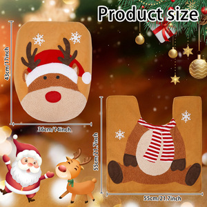 Housse de toilette de Noël en tissu non tissé avec motif de cerf, tapis de salle de bain antidérapant pour la maison, décoration créative pour toilettes - Product Image 4