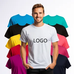 Wholesale custom logo print 65 polyester 35 cotton soft black white comfortable t shirt for men