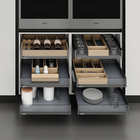 Tiroir coulissant plat en verre, ajustement universel pour systèmes d'armoires basses hautes, capacité de charge 30 kg, paniers intégrés modernes et luxueux