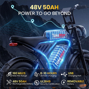 Bicicleta Eléctrica TakeMov G35H con <span class=keywords><strong>Doble</strong></span> Batería, 48V 50Ah, Neumáticos Gruesos de 20 Pulgadas, Envío desde Almacén en EE. UU., Bicicleta de Montaña - Product Image 3