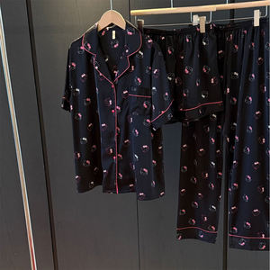 <span class=keywords><strong>Pigiama</strong></span> da donna <span class=keywords><strong>con</strong></span> gatto nero e fascia per capelli, set da tre pezzi per primavera e autunno 2026, grazioso completo da casa. - Product Image 1