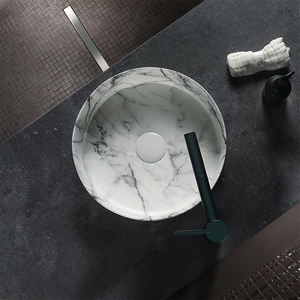 Comptoir mince vanité haut de gamme conception salle de bain lavage à la main vente chaude transfert d'eau impression bassin d'art en céramique pour hôtel - Product Image 5