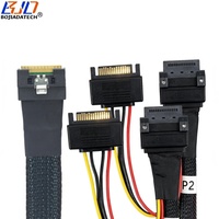 Cable de Extensión de Datos para Servidor, Diseño Delgado y Anti-Deslizamiento, SFF-8654 8i 74PIN a 2 * GEN-Z 1C 56PIN, 50CM 80CM con Alimentación SATA 15PIN