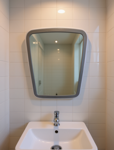 <b>Mirror</b> <b>Rectangle</b> 20-29in Silver Aluminum Frameless Minimalist Bathroom <b>Wall</b> Hanging - Product Image 2