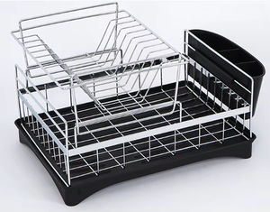 Elegante soporte de secado para fregadero de 2 niveles con alambre de hierro y estante para platos extraíble y ajustable - Product Image 6