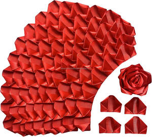 Pétalos de Rosa Pre-fabricados Rojos OKAY, <span class=keywords><strong>Cinta</strong></span> de <span class=keywords><strong>Raso</strong></span> para Rosas Eternas, Flores Hechas a Mano para el Día de San Valentín - Product Image 3