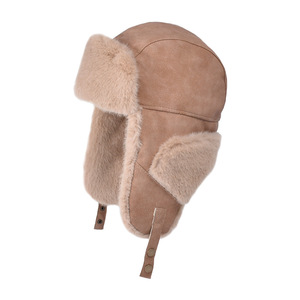 Chapeau de trappeur surdimensionné doublé de fausse fourrure avec logo personnalisé, casquette unisexe en daim à rabats pour les oreilles, casquette d'hiver coupe-vent pour l'extérieur - Product Image 3