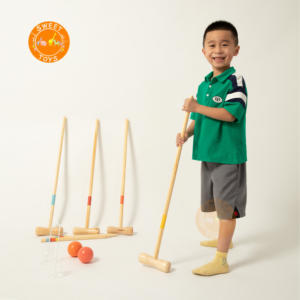 Juego de <span class=keywords><strong>croquet</strong></span> de madera con logotipo personalizado para niños, juguetes educativos para juegos de jardín, césped y patio trasero - Product Image 1