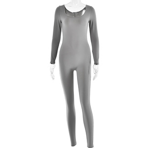 Combinaison pour femme à manches longues, col carré, en polyester hautement élastique, vêtements de sport - Product Image 5