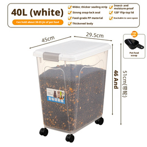 Transparenter, verstellbarer, luftdichter Tierfutterbehälter mit Rollen, feuchtigkeits- und insektensicher, großes Fassungsvermögen für Hunde und Katzen - Product Image 3