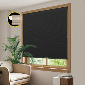 100% oscuranti ciechi 1.5 pollici tessuto colore nero senza foratura a nido d'ape ciechi per oscuramento camera ombra senza fili finestra cellulare - Product Image 1