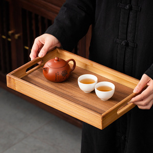 Vassoi color noce cinese, tazze da tè in bambù, piattini, frutta e dessert per la casa, piatti in legno Kung Fu, utensili da caffè, vassoi da tè - Product Image 3