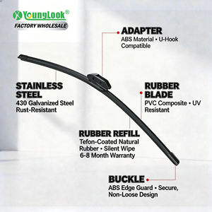 Vente en gros directe d'usine, balais d'essuie-glace hybrides universels, type à lame en caoutchouc graphite pour VW Polo Golf Honda Civic Toyota <span class=keywords><strong>Corolla</strong></span> - Product Image 3