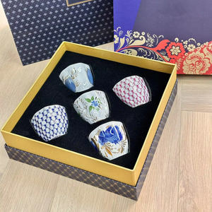 Ensemble de 5 tasses à lait en porcelaine osseuse russe de couleur mélangée avec boîte cadeau, compatibles lave-vaisselle, pour usage domestique - Product Image 1