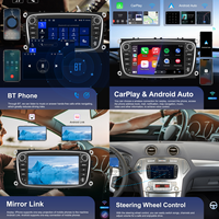 Autoradio Android Podofo 7'' IPS 4+64G avec CarPlay/Android Auto sans fil pour Ford Focus II/S-Max/Mondeo 9/Galaxy II/C-Max