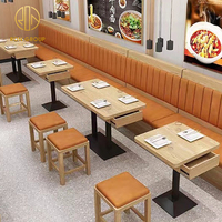 Café-restaurant restauration rapide carré Commercial café bois cuir Restaurant banc canapé meubles stand siège Table et ensemble de chaises