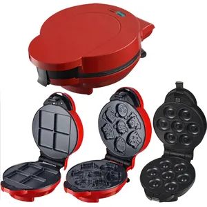 Detachable 3 4 5 In 1 Electric 4 Slice Waffle Maker 5-Inch Cooking Surface Pop Donuts Omelette Pancake Sandwich Waffle Maker