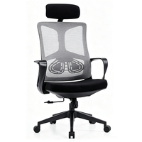 Chaise de bureau ergonomique en maille noire à hauteur réglable avec appui-tête, vente en gros à prix abordable