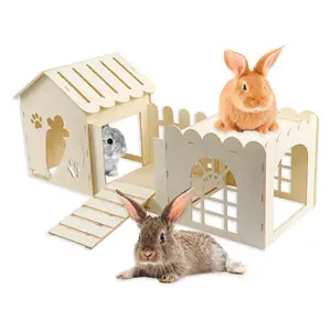 Nhiều buồng nhà bằng gỗ Lồng thỏ lớn bằng gỗ lâu đài ẨN NÁU cho động vật nhỏ