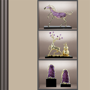 Statue de cerf de luxe en alliage, directement de l'usine, avec bois de cerf en améthyste naturelle et gourde Wu <span class=keywords><strong>Lou</strong></span>, décoration Feng Shui porte-bonheur, vente en gros, cadeau pour la maison et <span class=keywords><strong>le</strong></span> bureau - Product Image 4