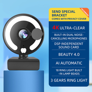 <span class=keywords><strong>Webcam</strong></span> USB pour PC avec autofocus, <span class=keywords><strong>60</strong></span> <span class=keywords><strong>FPS</strong></span>, diffusion en direct intelligente, cache de confidentialité, mode beauté 4K/2K/1080P, lumière d'appoint 3 couleurs, capteur CMOS - Product Image 2