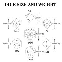 Lot de 7 dés polyédriques carrés personnalisés en verre et pierres précieuses bleu ciel (D4-D20) pour jeux de rôle D&D et jeux de société