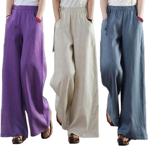 <span class=keywords><strong>Pantaloni</strong></span> Casual da <span class=keywords><strong>Donna</strong></span> Primaverili a <span class=keywords><strong>Vita</strong></span> Alta <span class=keywords><strong>in</strong></span> Cotone e <span class=keywords><strong>Lino</strong></span> Traspirante, Gamba Larga, <span class=keywords><strong>con</strong></span> <span class=keywords><strong>Elastico</strong></span> <span class=keywords><strong>in</strong></span> <span class=keywords><strong>Vita</strong></span> e Vestibilità Comoda - Product Image 1