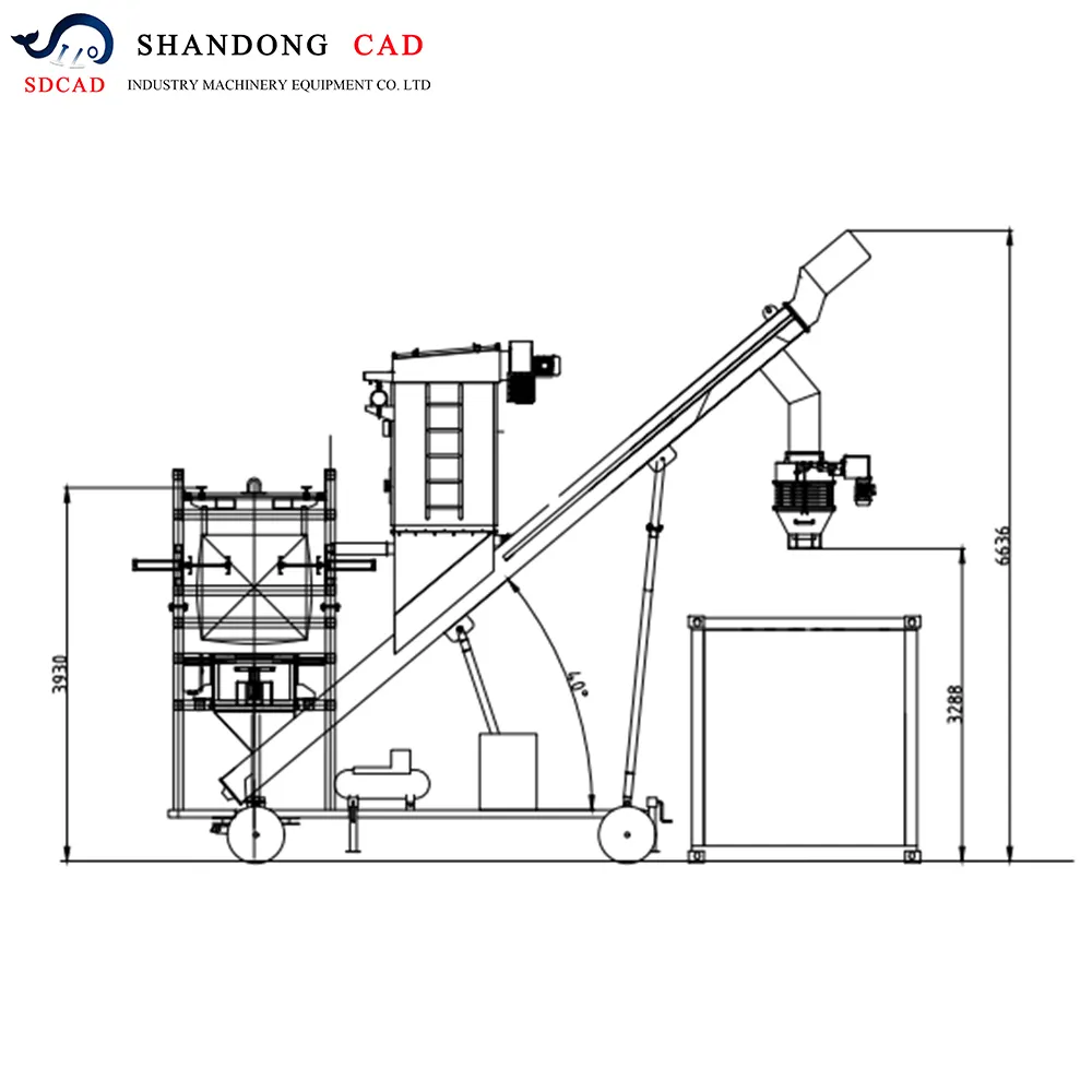 SDsCAD 브랜드 벌크 텔레스코픽 장치 모바일 벌크 트럭 적재 시스템 벌크 재료 적재 하역