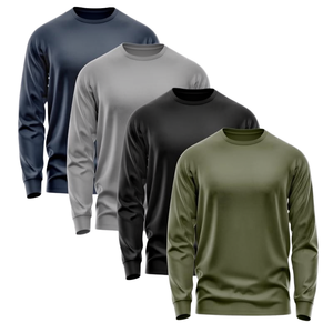 Camiseta de Manga Larga para Hombre, Diseño OEM/ODM, Informal, Tejido de Poliéster/Algodón Teñido, Color Liso, Transpirable y Ecológica - Product Image 1