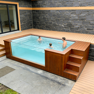 สระว่ายน้ำสำเร็จรูปขนาดเล็กสำหรับครอบครัว ทำจากไฟเบอร์กลาส ทนรังสียูวี ทนการกัดกร่อน พร้อมหน้าต่าง ตั้งบนดิน สำหรับใช้งานกลางแจ้ง - Product Image 3