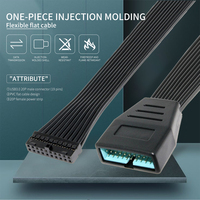 USB 3.0 Header ekstensi Interna 15cm kabel hitam fleksibel Flat Mini USB 3.0 19/20 Pin adaptor Extender Internal pria ke Wanita