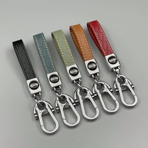 High Quality Diamond Patterned Car <b>Keychain</b> Zinc Alloy+<b>Leather</b> Pendant <b>Keychain</b> Easy Installation Car Key Accessory Gifts - Product Image 1