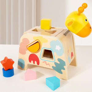 Montessori <span class=keywords><strong>Girafe</strong></span> <span class=keywords><strong>en</strong></span> bois pour enfants Formes géométriques Tri Secouant la tête Jeu Éducatif Cognition Apprentissage Jouets pour enfants - Product Image 6