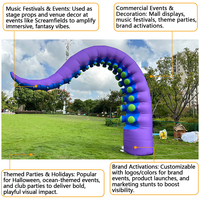 Tentacules de pieuvre géants gonflables bleus personnalisés pour décoration de bâtiment, grande installation artistique publicitaire en forme de pattes de pieuvre gonflables